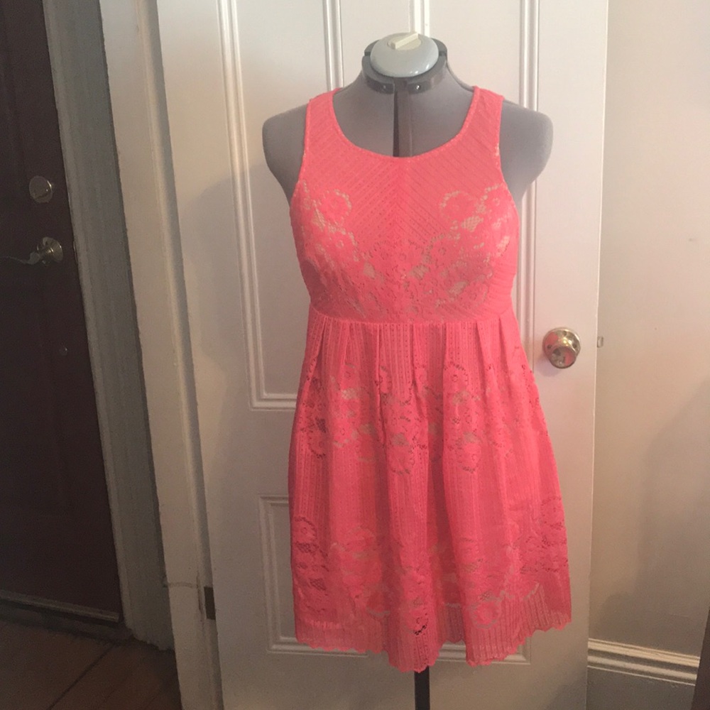 Free people coral lace dress sz8